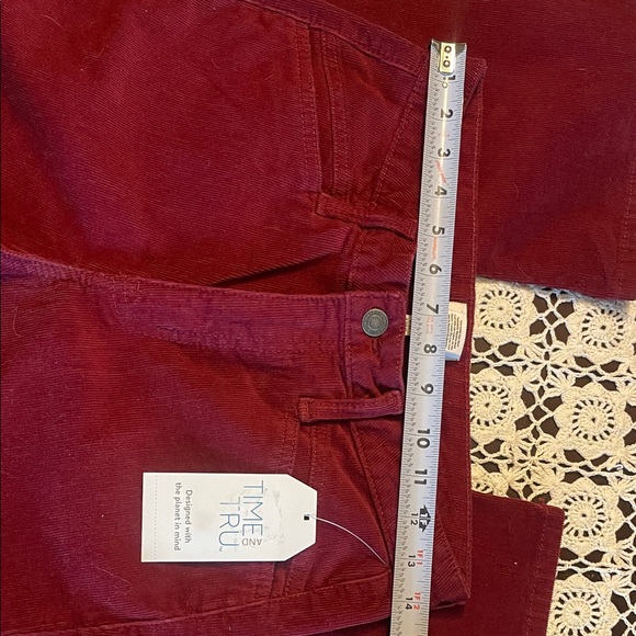 Time and Tru Burgundy Corduroy Straight-Leg Pants - Picture 2 of 6